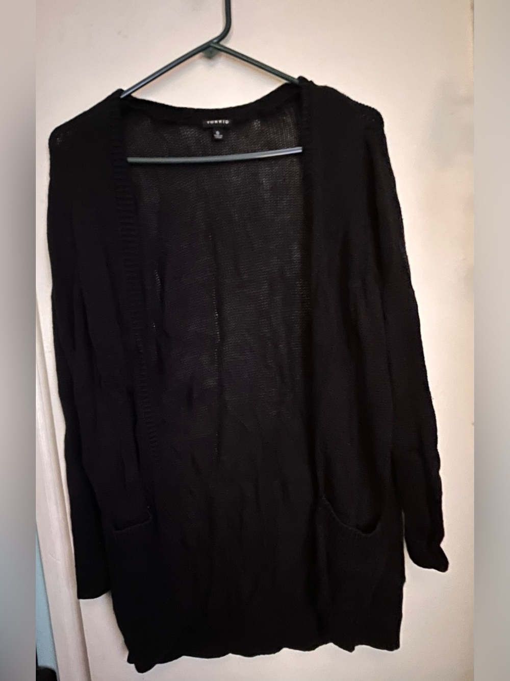 torrid Black Open-Front Boyfriend Women's Cardigan with Pockets